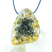 Orgonite pendant, amulet with zoisite and rock quartz