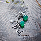 Украшения handmade. Livemaster - original item Silver stud earrings with chrysoprase. Green poucette earrings. Handmade.