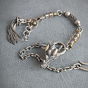 Украшения handmade. Livemaster - original item Dragon Bracelet (silver, brass, rhinestone). Handmade.