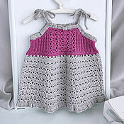 Одежда детская handmade. Livemaster - original item Sundress, children`s knitted dress for girls 0-3 months. Handmade.