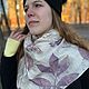 Платок шёлковый атласный с экопринтом «Серебряный  дождь». Платки. HELEN BRY Авторская женская одежда. Ярмарка Мастеров.  Фото №11