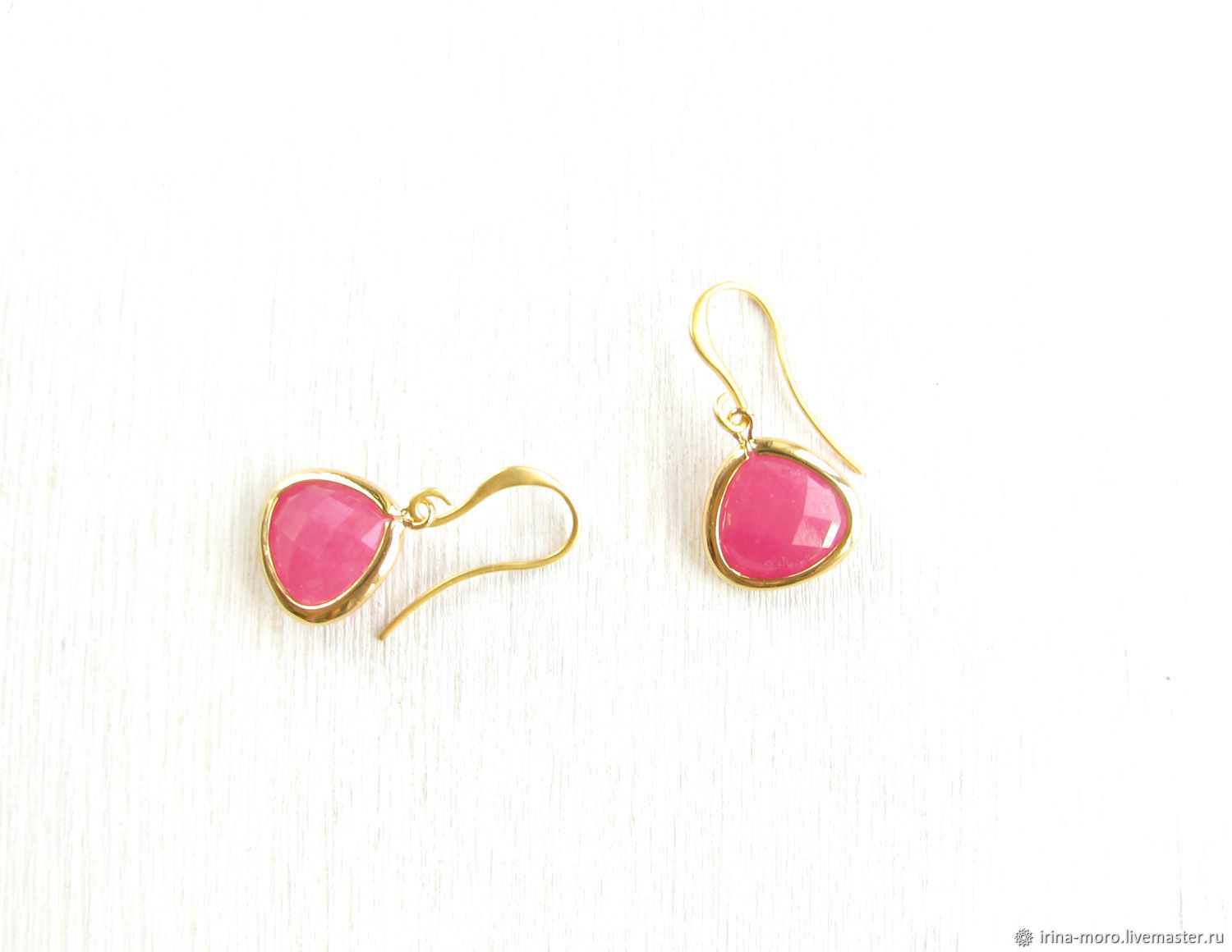 Earrings with pendants 'Paradox' small earrings, bright pink, Earrings, Moscow,  Фото №1