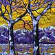 Абстрактная  картина:            : Два дерева у фиолетовых гор, Картины, Санкт-Петербург,  Фото №1