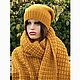 Большой вязаный шарф горчичного цвета. Шарфы. Hat&Scarf (вязаные аксессуары). Ярмарка Мастеров.  Фото №4