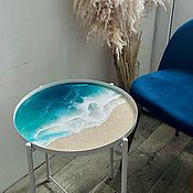 Поднос столик для завтрака в постель с рисунком моря