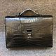 Briefcase men's classic, crocodile leather, in black, Brief case, St. Petersburg,  Фото №1