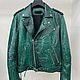Jackets: python genuine leather jacket, in green color, Outerwear Jackets, St. Petersburg,  Фото №1