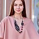 FEATHER necklace with RHODONITE ( Leather), Necklace, Kaluga,  Фото №1
