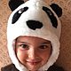 Детская мутоновая шапка - панда белая, Шапки детские, Пятигорск,  Фото №1