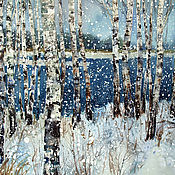 Картины и панно handmade. Livemaster - original item Winter landscape watercolor The first snow Painting for the soul. Handmade.