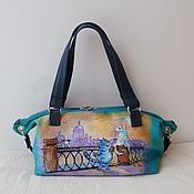 Сумки и аксессуары handmade. Livemaster - original item Double-sided leather bag with paintings by Rina Zenyuk.Custom made. Handmade.
