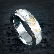 Украшения handmade. Livemaster - original item Titanium ring with gold-veined caholong. Handmade.