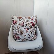 Сумки и аксессуары handmade. Livemaster - original item Beach Bag Light Shoulder Bag with Garden Roses Shopper Cotton. Handmade.