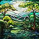 Painting Green Landscape. stained glass. buy painting artist, Pictures, St. Petersburg,  Фото №1