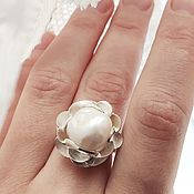 Украшения handmade. Livemaster - original item Rose pearl ring, silver, Baroque pearls. Handmade.