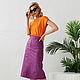 Order Cotton Satin Violet skirt, purple trapezoid skirt with a slit. mozaika-rus. Livemaster. . Skirts Фото №3