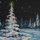 Picture miniature Christmas tree, New year, Midnight, 20h15, oil, Pictures, Voronezh,  Фото №1