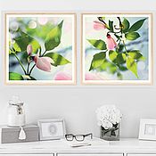 Картины и панно handmade. Livemaster - original item Photo picture pink Flowers fine art photographs for interior, a Diptych on the wall. Handmade.