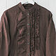 Order Brown boho blouse with ruffles. LINEN & SILVER ( LEN i SEREBRO ). Livemaster. . Blouses Фото №3