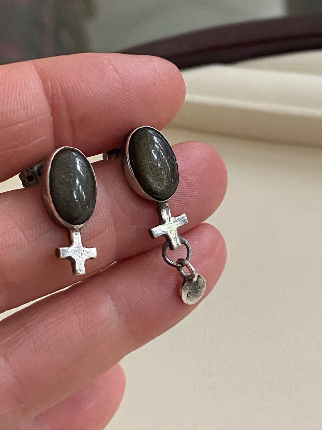 Серьги с обсидианом купить в интернет-магазине Ярмарка Мастеров по цене ...