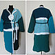 Turquoise knit coat ' Turquoise squares '. Coats. vyazanaya6tu4ka. Online shopping on My Livemaster.  Фото №2