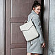 Backpack 'Geometry big' light gray, genuine leather. Backpacks. alekseevaksenia. Online shopping on My Livemaster.  Фото №2
