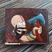 Handmade wallet with embossed and painted Beer for a jerk