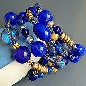 Ювелирная бижутерия - комплект кольцо и серьги с голубыми камнями