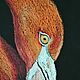 Оранжевый фламинго, портрет птицы, масляная пастель, 21х29 см. Картины. Мария Захарова (oilsandwater). Интернет-магазин Ярмарка Мастеров.  Фото №2