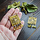 Order Boho Viola earrings, square brass earrings with beads. Strangell Jewelry. Livemaster. . Earrings Фото №3