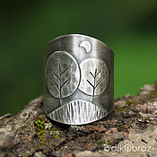 Украшения handmade. Livemaster - original item The ring is wide Trees under the Moon. Handmade.