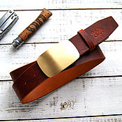 Аксессуары handmade. Livemaster - original item The belt is made of Crosier Buffalo leather with a brass buckle. Handmade.
