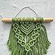 Мини- панно макраме зелёного цвета. Панно макраме. Love.macrame.decor. Интернет-магазин Ярмарка Мастеров.  Фото №2
