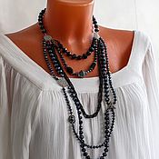 Работы для детей, handmade. Livemaster - original item Beads: stylish decoration for any clothes, long multi-row beads. Handmade.