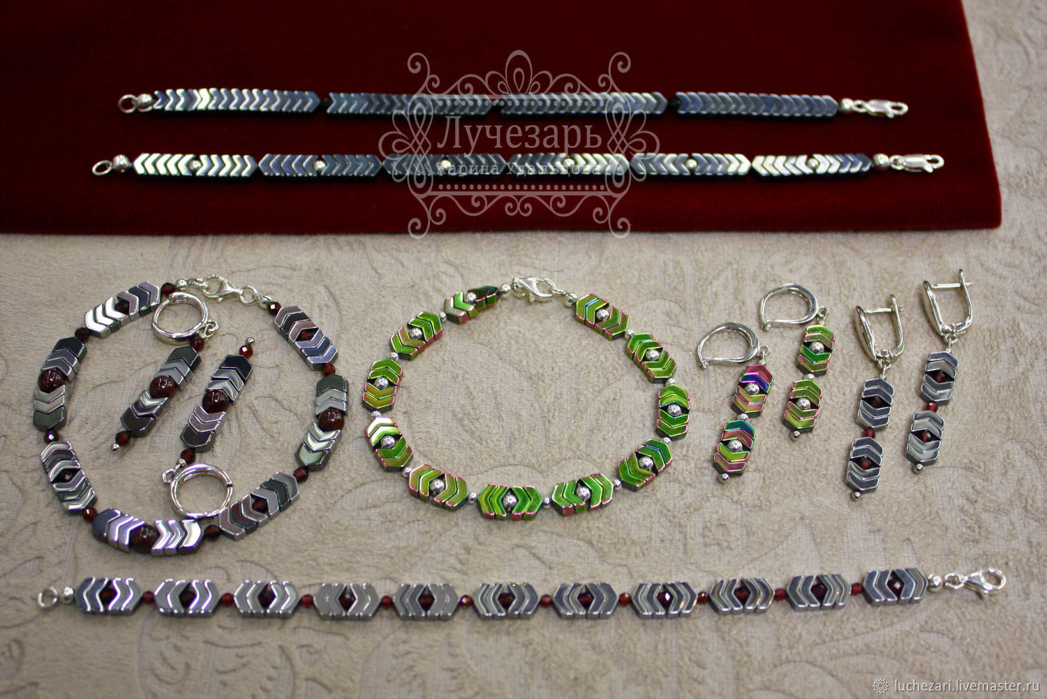 Комплект Гематит(радужный) + Серебро браслет и серьги в интернет ...