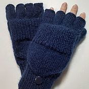 Аксессуары handmade. Livemaster - original item Transformers 583L mittens, dark blue. Handmade.