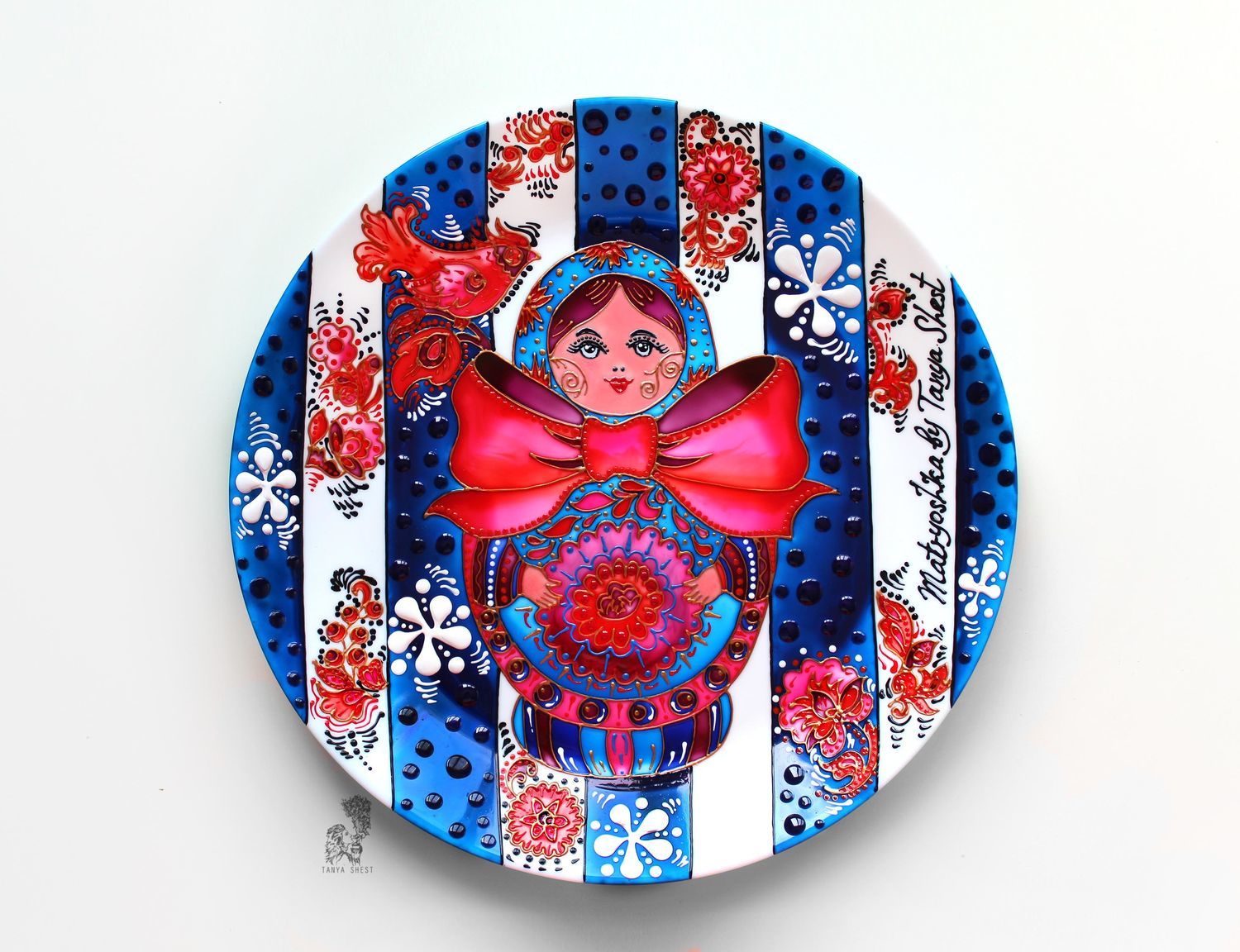 Матрешка «Стильный синий» тарелка на стену, Матрешки, Краснодар,  Фото №1