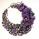 Blackberry Velvet Choker Natural Stones Amethyst Agate Removable Flowers. Necklace. ms. Decorator. My Livemaster. Фото №5