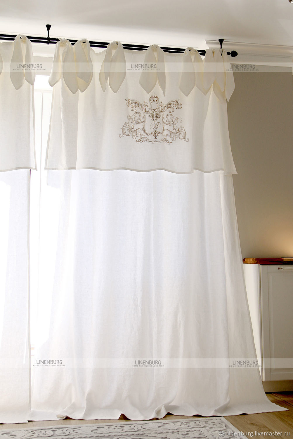 Шторы льняные с вышивкой в интернет-магазине Ярмарка Мастеров по цене ...