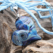 Украшения handmade. Livemaster - original item Galaxy heart - lampwork glass pendant - black blue. Handmade.