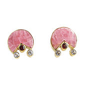 Украшения handmade. Livemaster - original item Pink earrings with rhodochrosite, garnet and cubic zirconia, a gift to a friend. Handmade.