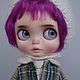 Кукла Блайз (Blythe Doll) custom, ooak doll, с фиолетовыми волосами. Шарнирная кукла. Blythe Dolls by Elena Khromova. Ярмарка Мастеров.  Фото №6