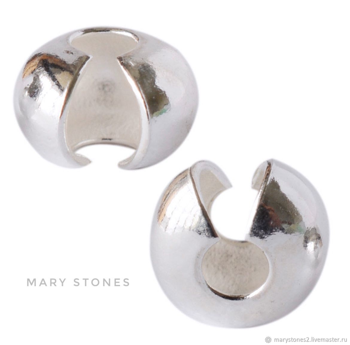 Укрывная бусина серебро 925 пр, бусины для кримп, зажимные бусины ...