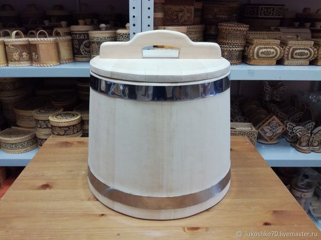 Cedar tub 10 liters hoops made of galvanized steel. Art.17012, Barrels and tubs, Tomsk,  Фото №1