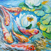 Картины и панно handmade. Livemaster - original item Koi fish painting 