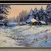 Картина маслом пейзаж Зимний закат  Живопись импрессионизм