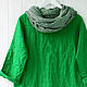 Green blouse oversize made of 100% linen, Blouses, Tomsk,  Фото №1