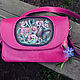 Bright handbag colours `fuchsia`. In stock. Roses and butterflies, painted and embossed. The handbags, like `Africa` two compartments and a pocket between them two pockets on lining. Handle length 110