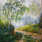 Картины и панно handmade. Livemaster - original item Birch braids Landscape with birch trees oil on canvas on cardboard. Handmade.