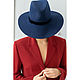 Синяя фетровая шляпа федора. Шляпы. Александра Шигина (Hattime). Ярмарка Мастеров.  Фото №5